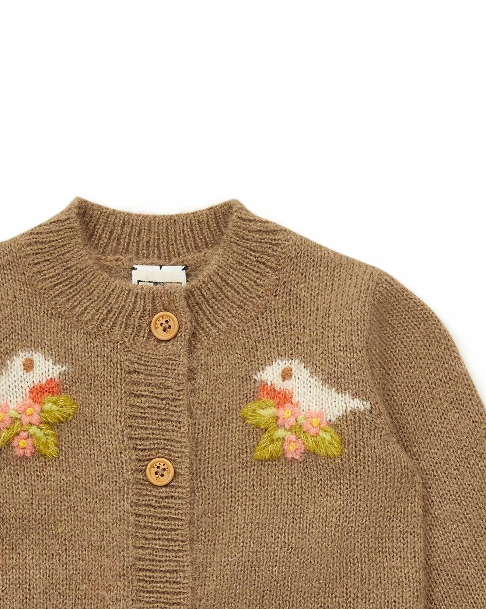 Cardigan Rossignol marron Bébé en maille