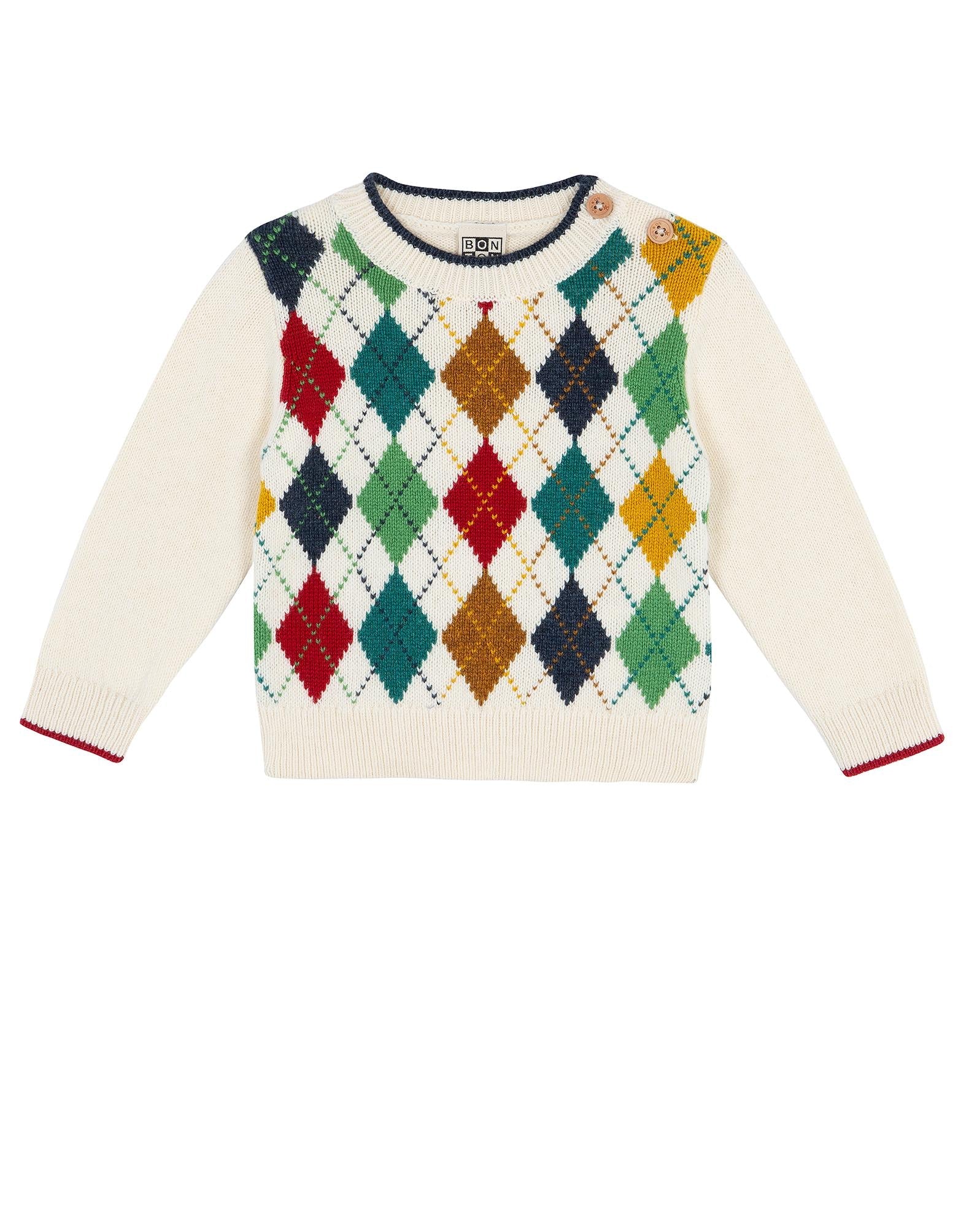 Pull Scotty beige Bébé en tricot