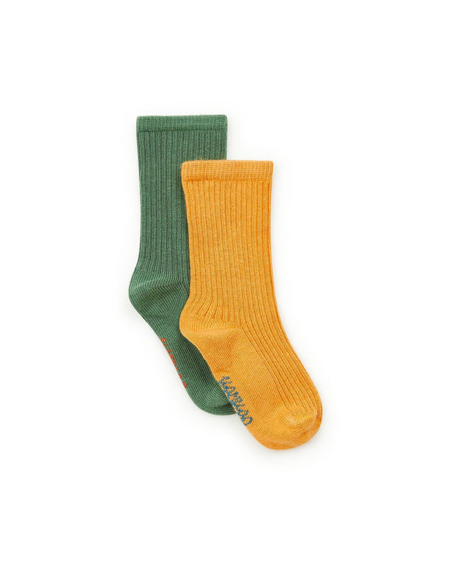 Socks - green and Yellow Baby mixed rib - Image principale