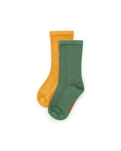 Socks green and Yellow Baby mixed rib