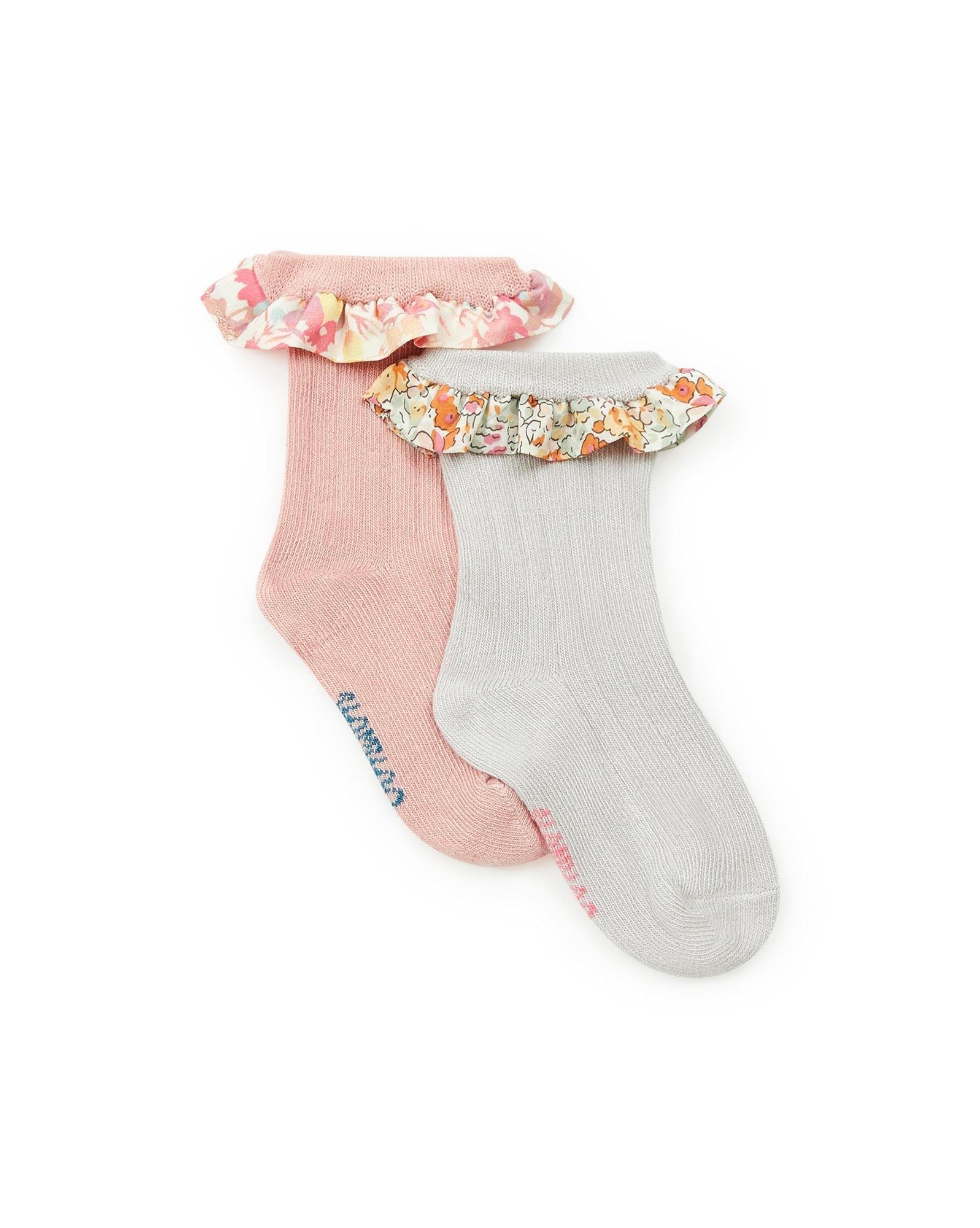 Chaussettes rose Bébé à côtes Mixte