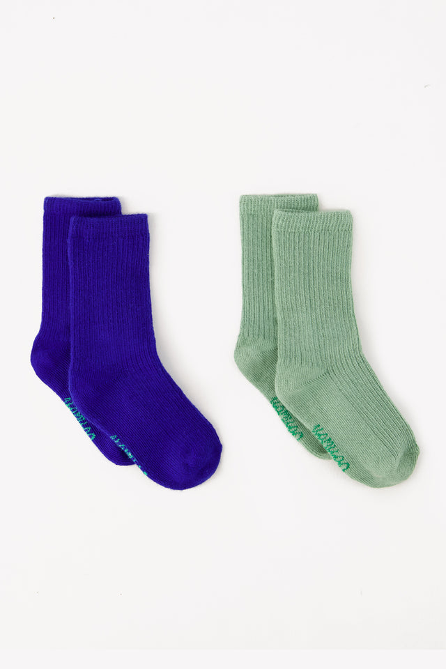 Lot 2 Chaussettes - Côtes vertes/bleues Bébé - Image principale