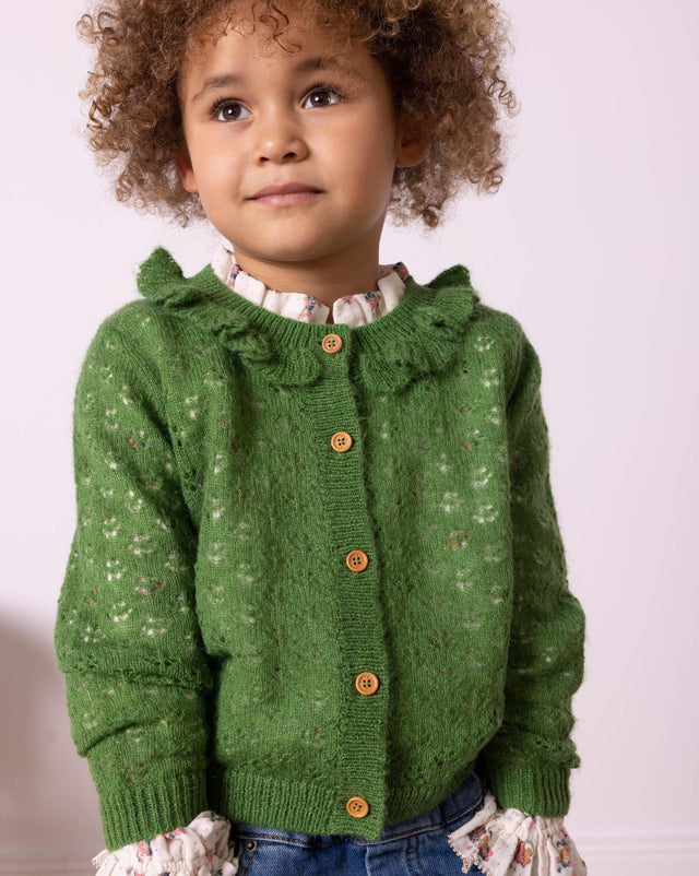 Cardigan - Corolle vert en tricot ajouré - Image principale