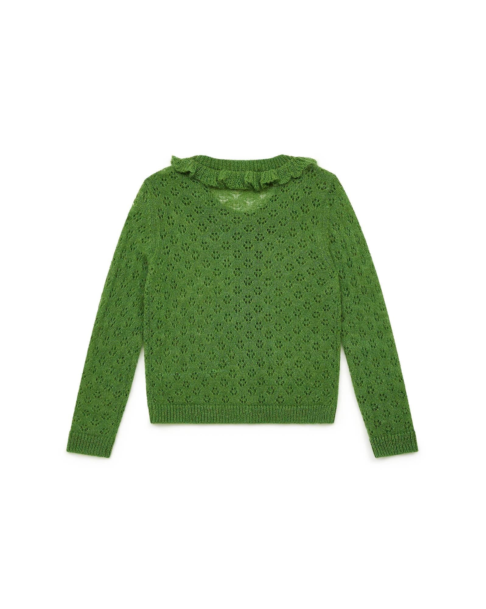 Cardigan Corolle vert en tricot ajouré