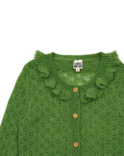 Cardigan Corolla Green in opening knitting