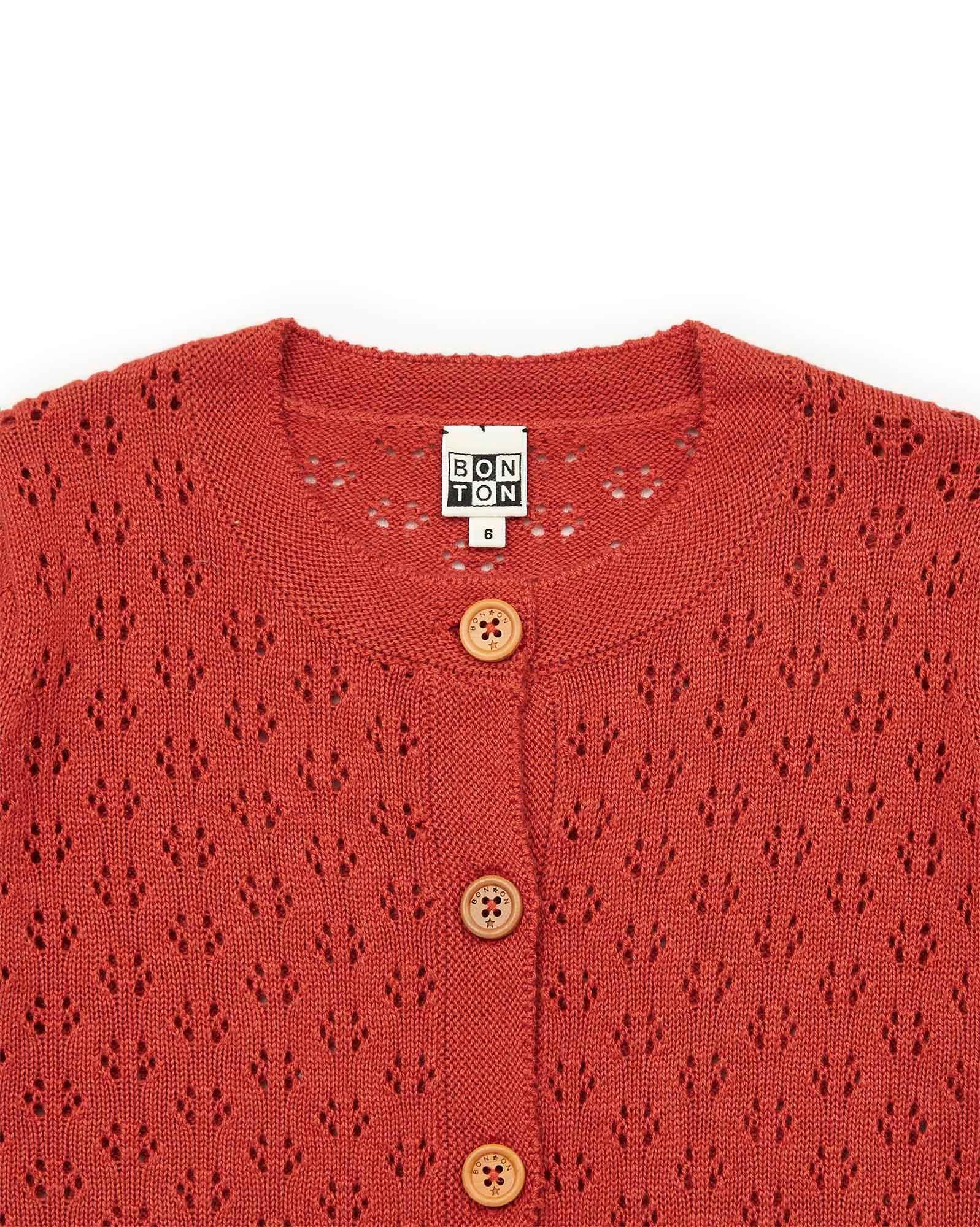 Cardigan Retro rose  en maille