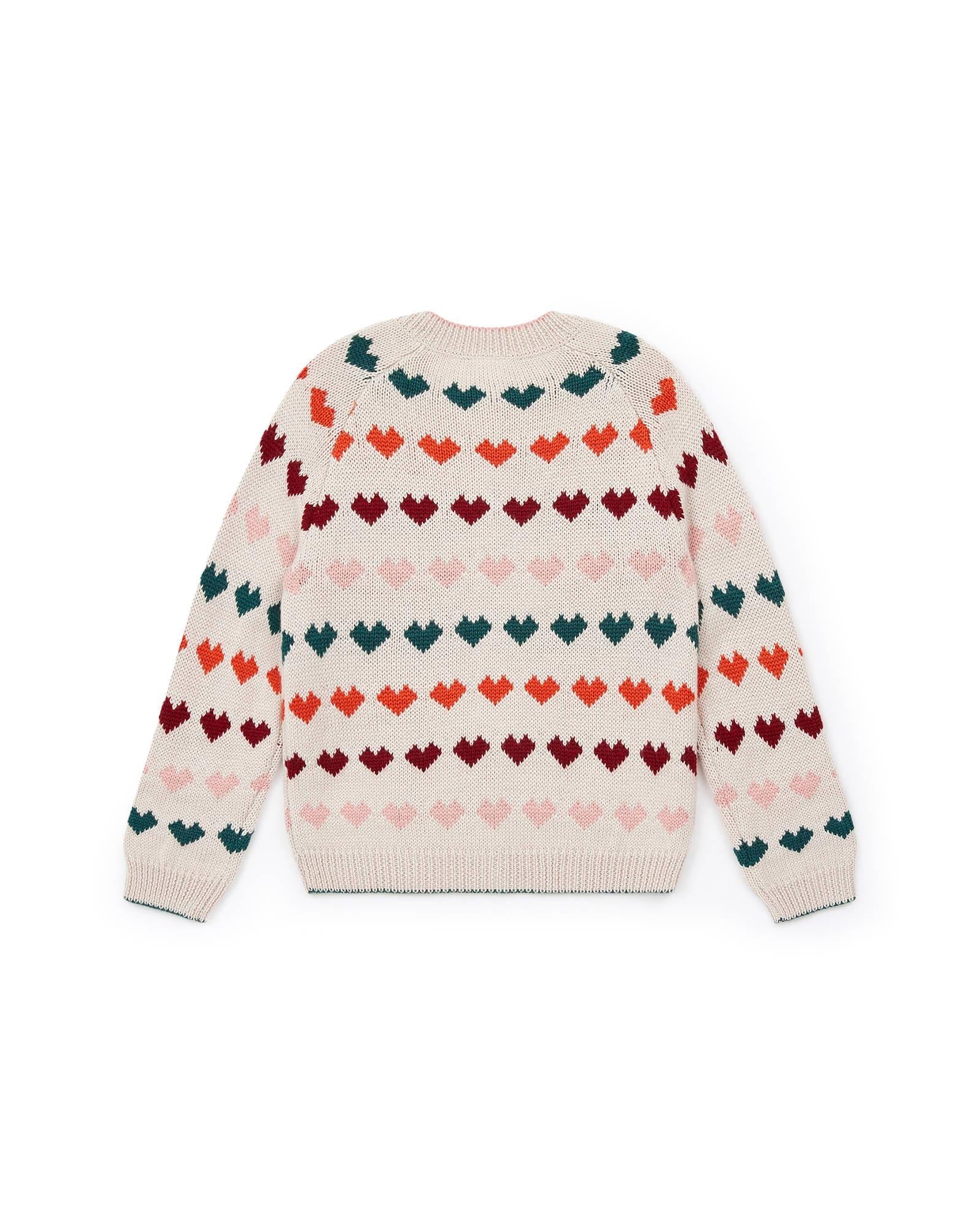 Cardigan beige en tricot jacquard