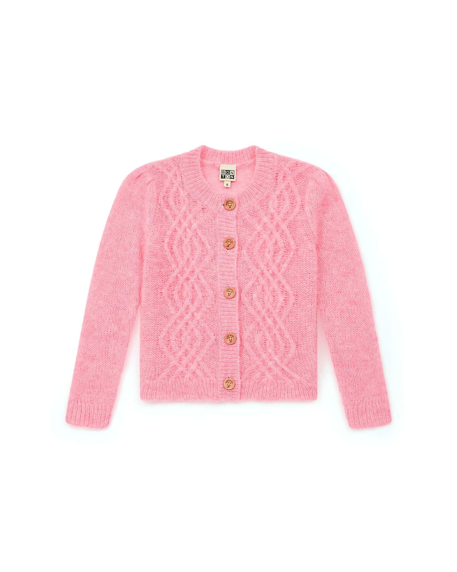 Cardigan Bernard rose en tricot
