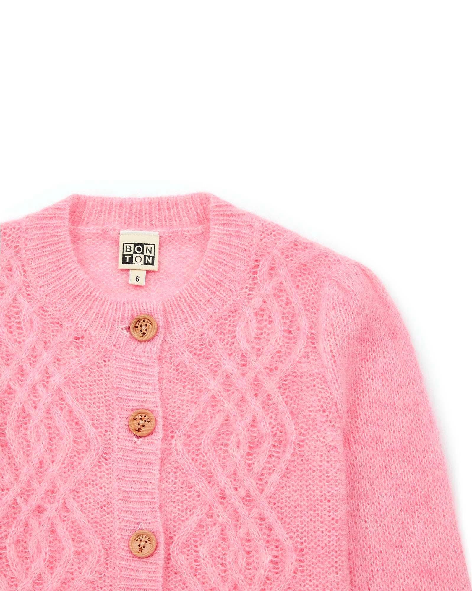 Cardigan Bernard rose en tricot