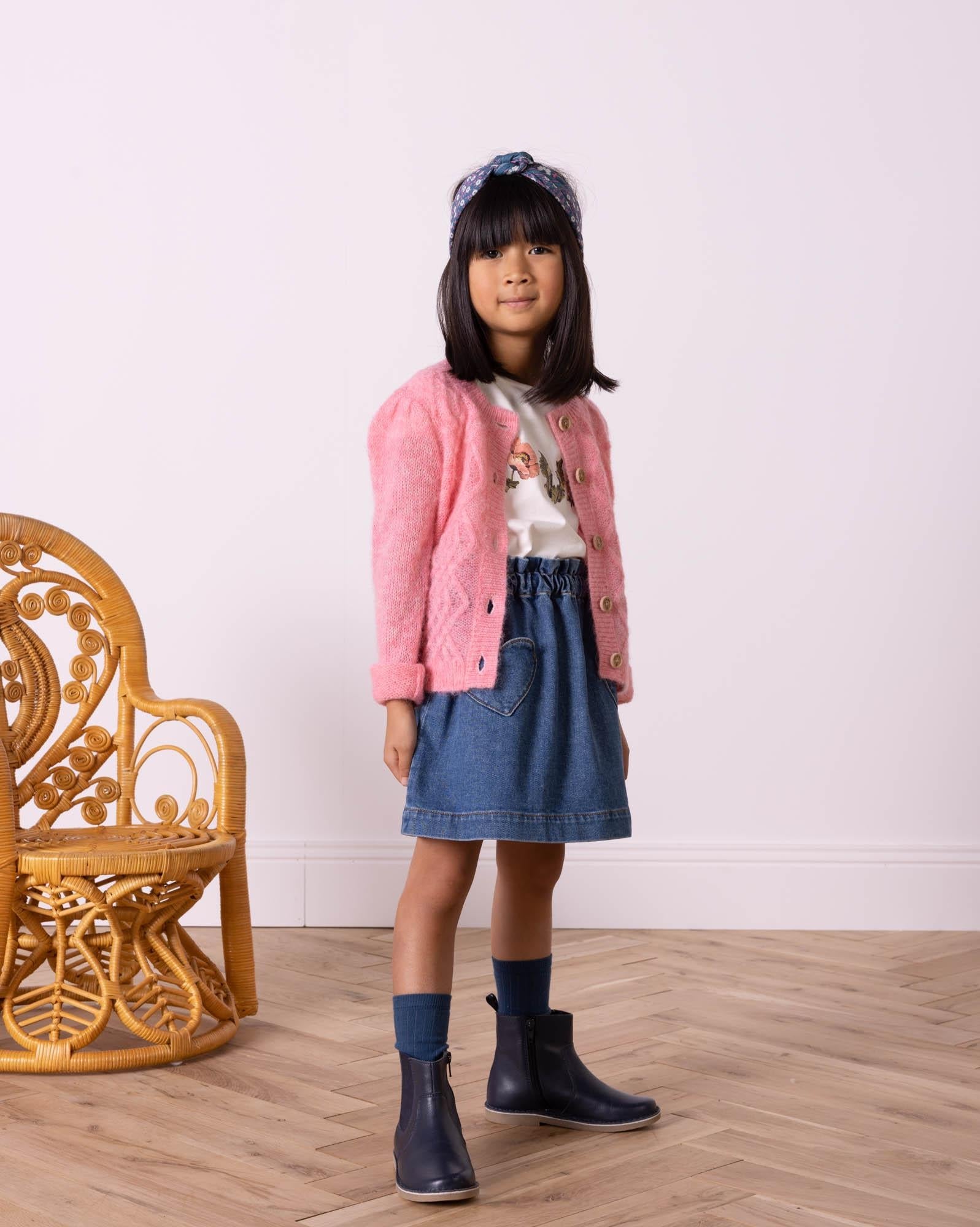 Cardigan Bernard rose en tricot