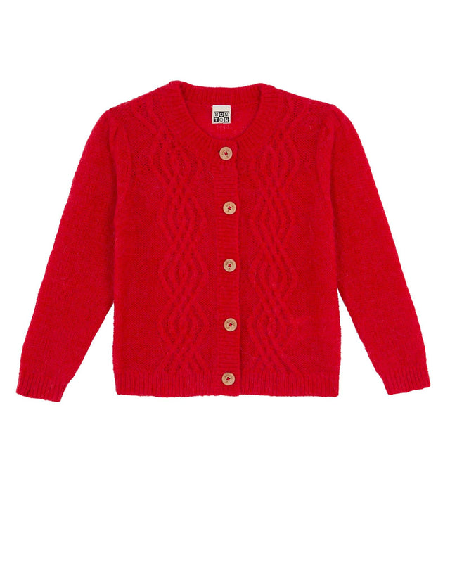 Cardigan - Bernard rouge en tricot torsadé - Image principale