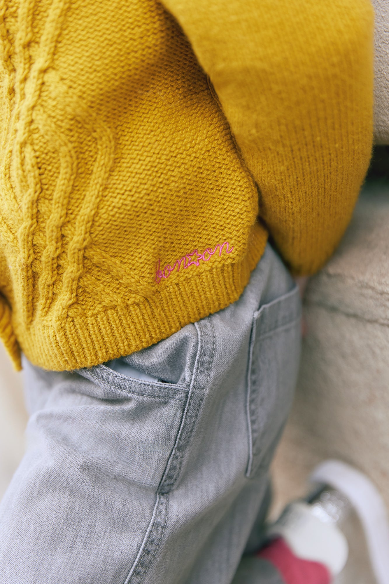 Cardigan  - Bernard Tricot Cable Yellow