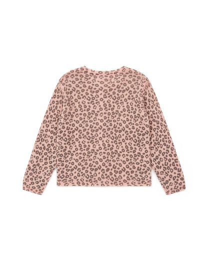 Cardigan Pink Girl knitted Print leopard