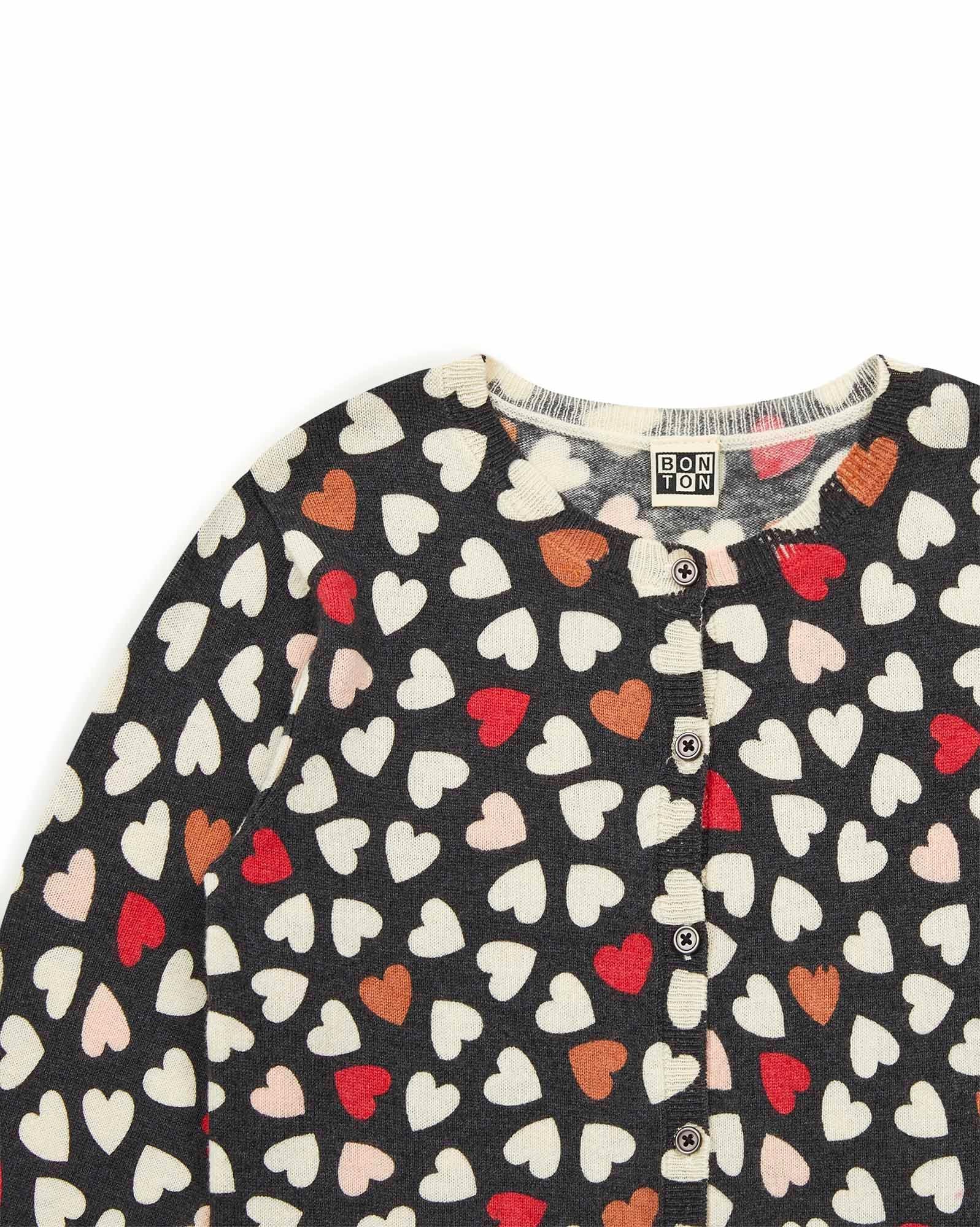 Cardigan noir en tricot imprimé