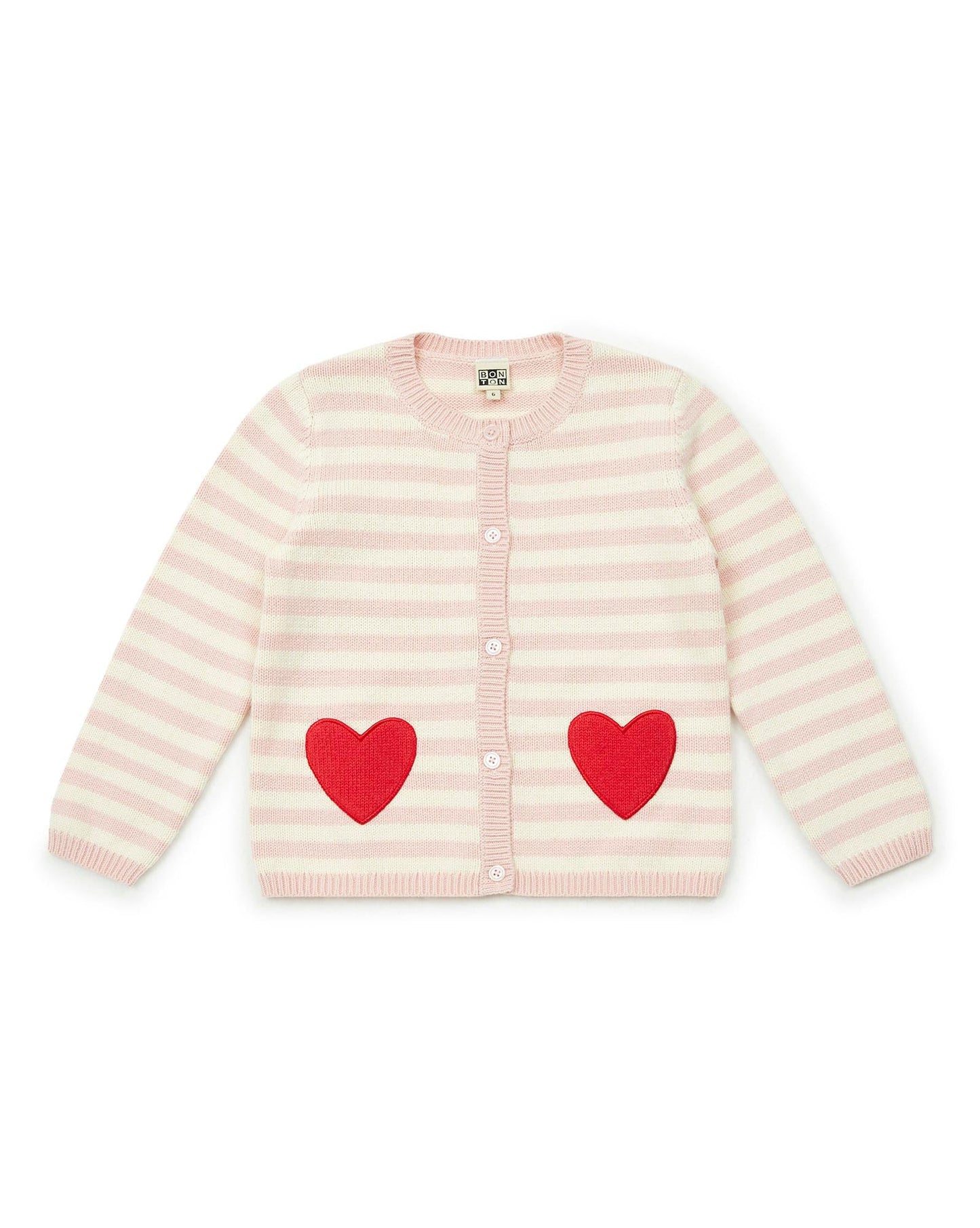 Cardigan Madeleine Pink knitted Embroideredheart