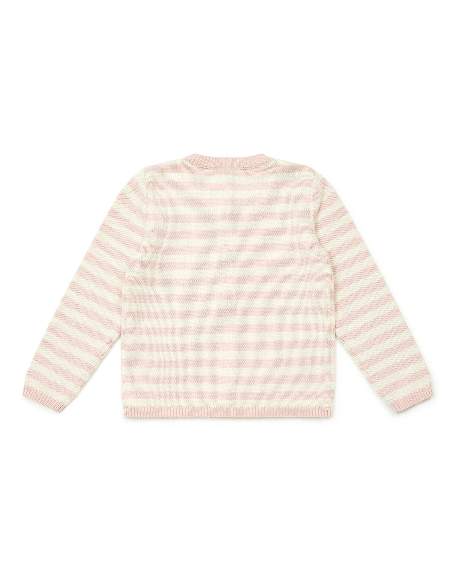 Cardigan Madeleine rose en tricot brodé coeur