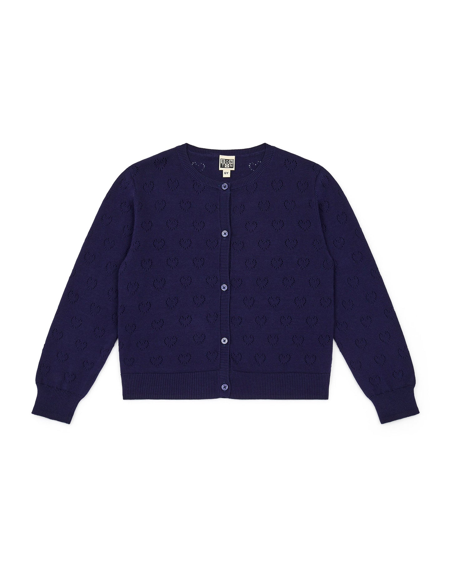 Cardigan - Lilou bleu coton BCI pointelle