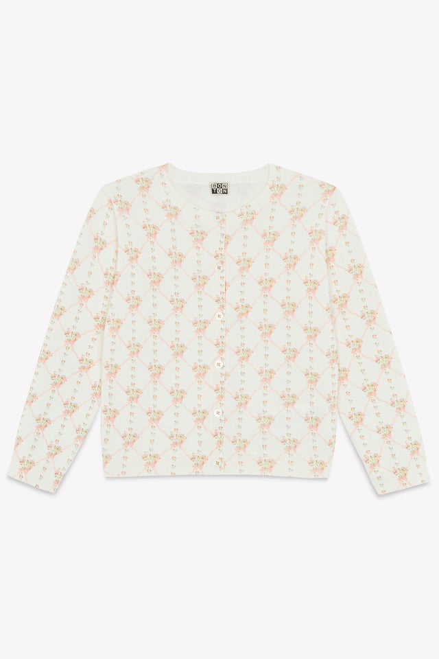 Cardigan - Lilou Pink organic cotton Print - Image principale