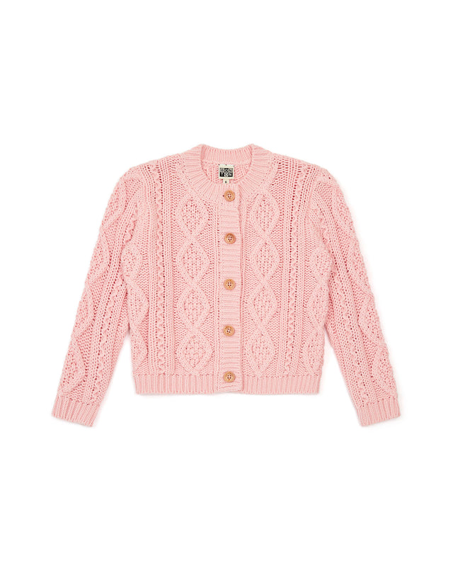 Cardigan - Tiffany rose coton maille ajourée - Image principale