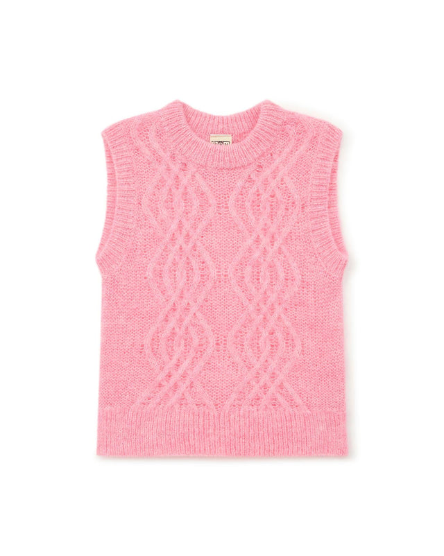 Sweater - Sleeveless Bernard Pink Cable - Image alternative