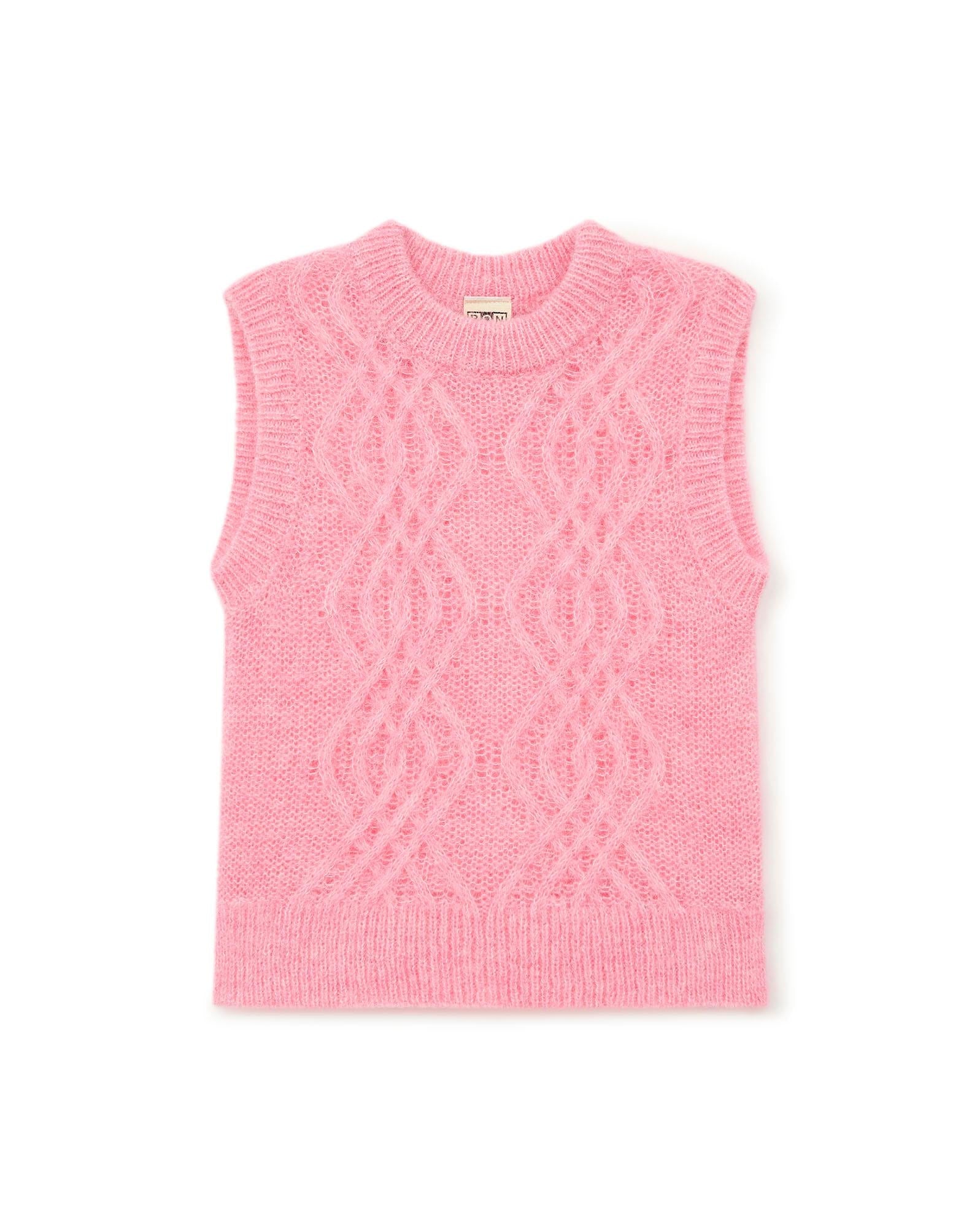 Pull sans manches Bernard rose torsadé