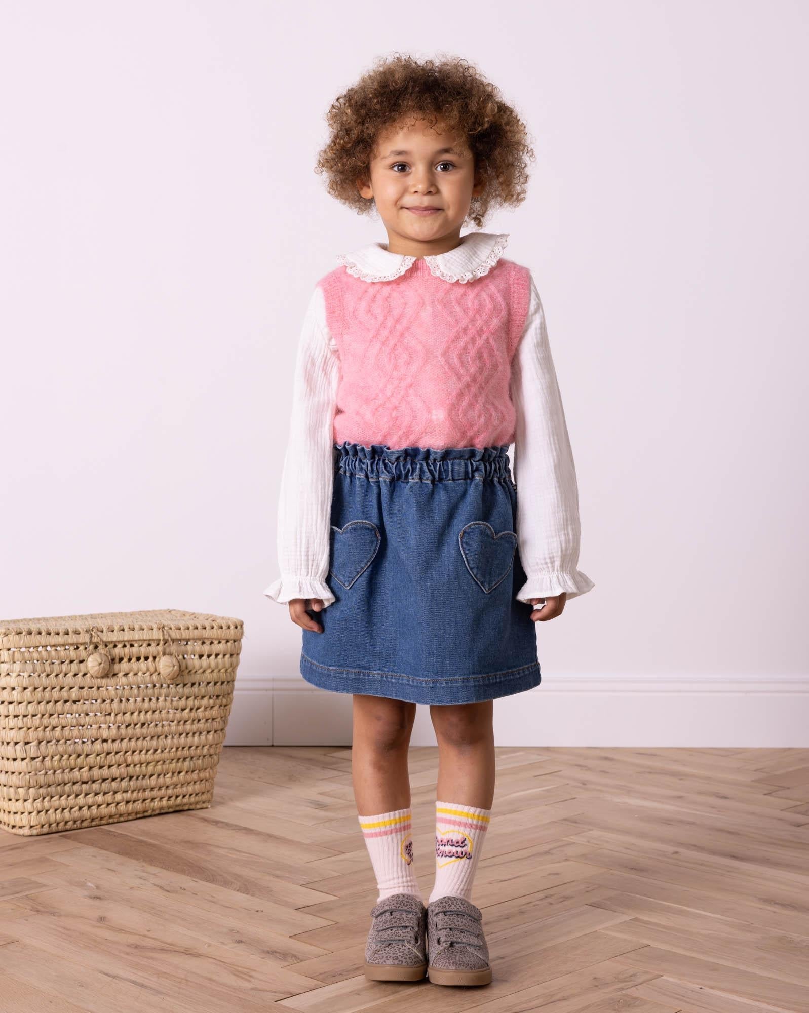 Pull sans manches Bernard rose torsadé
