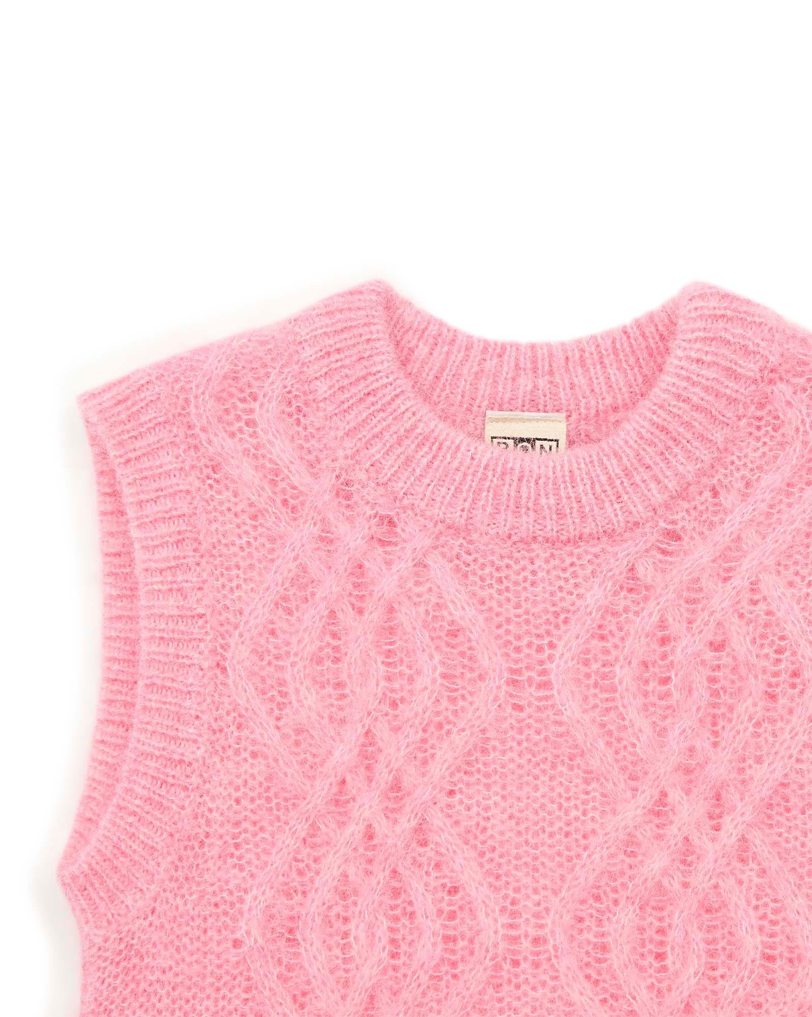 Pull sans manches Bernard rose torsadé