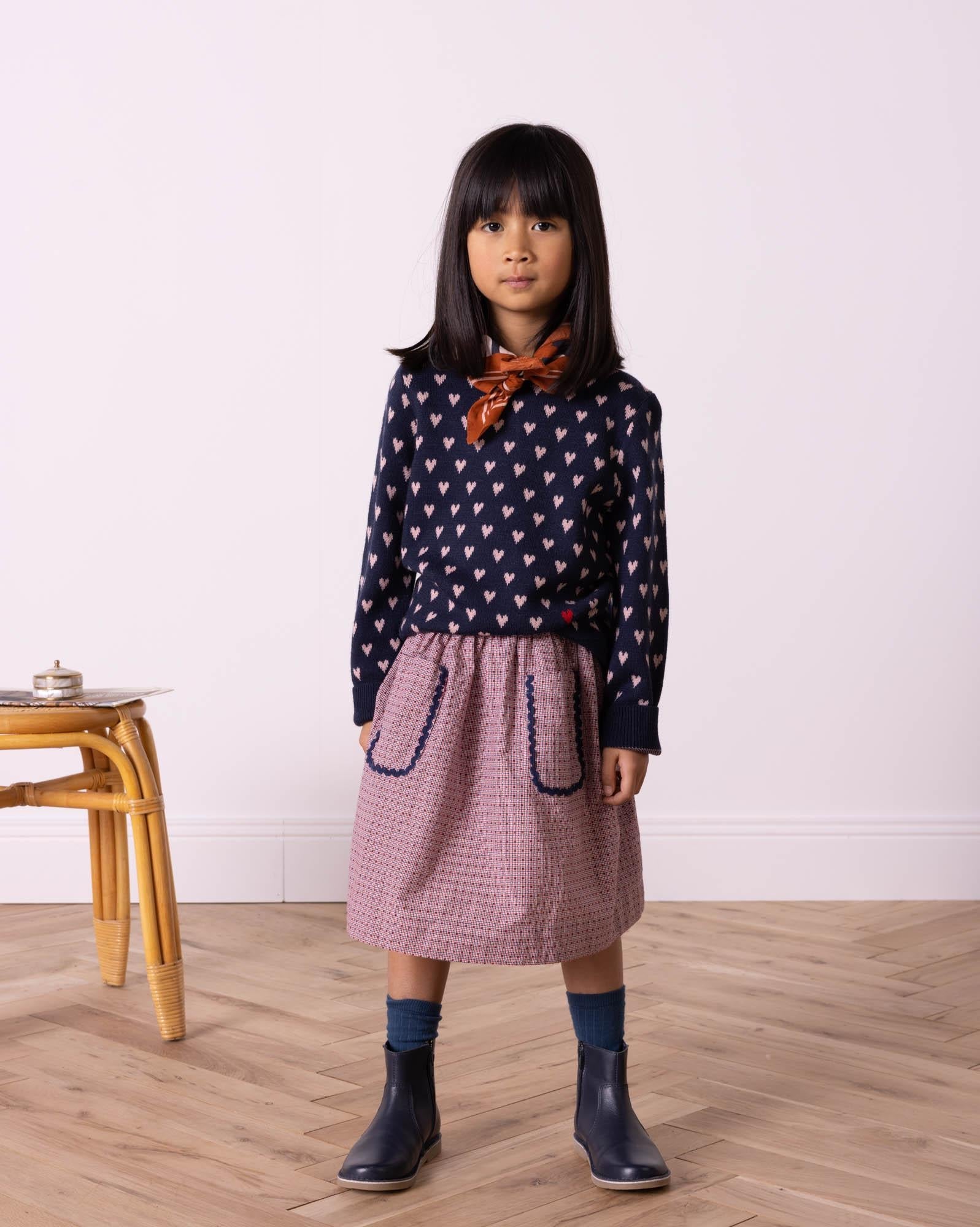 Pull Mylove bleu en maille double jacquard
