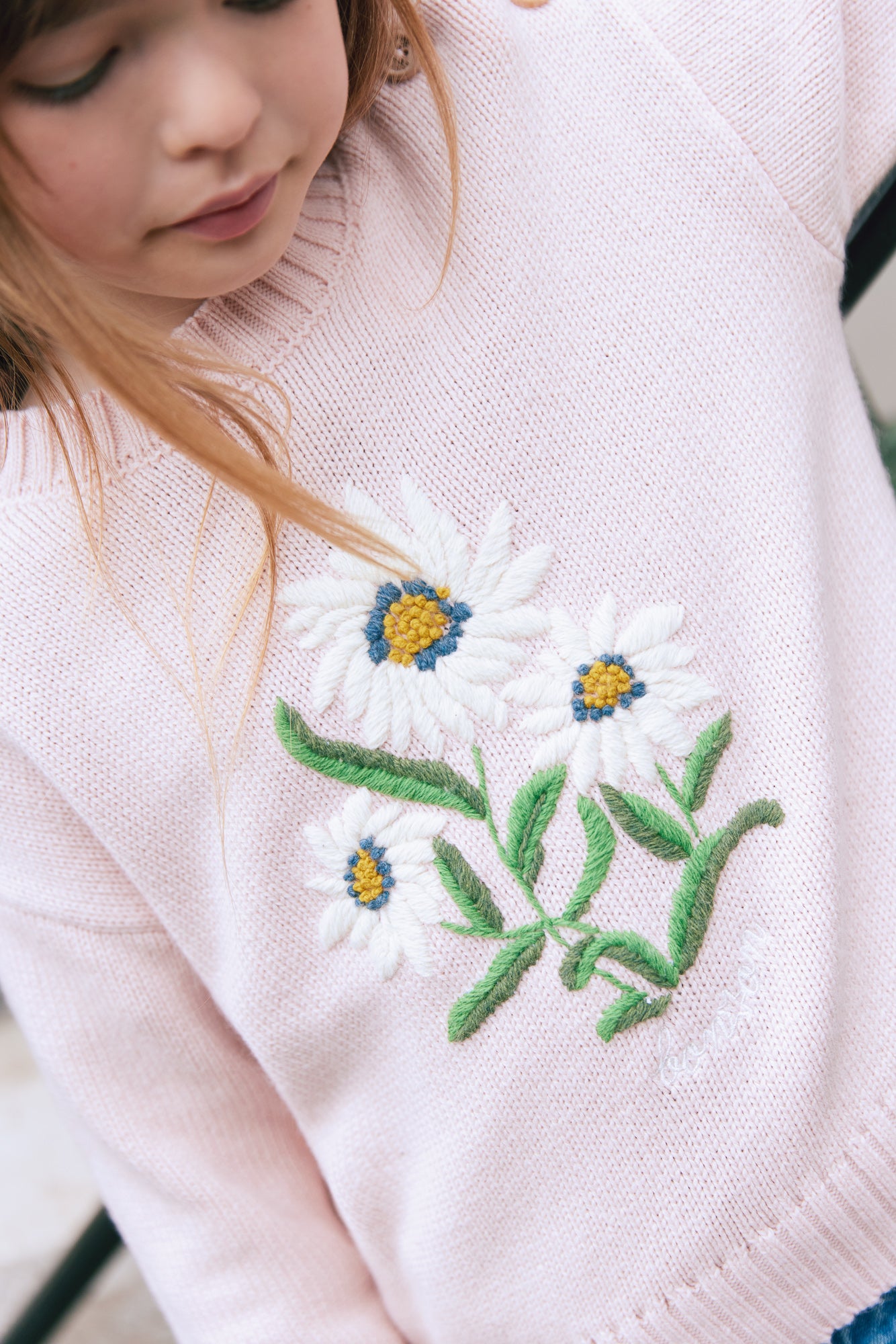 Sweater - Misty Pink Embrodery flowery