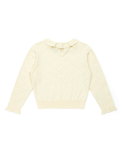 Sweater - Froufrou Beige in opening knitting - Image principale