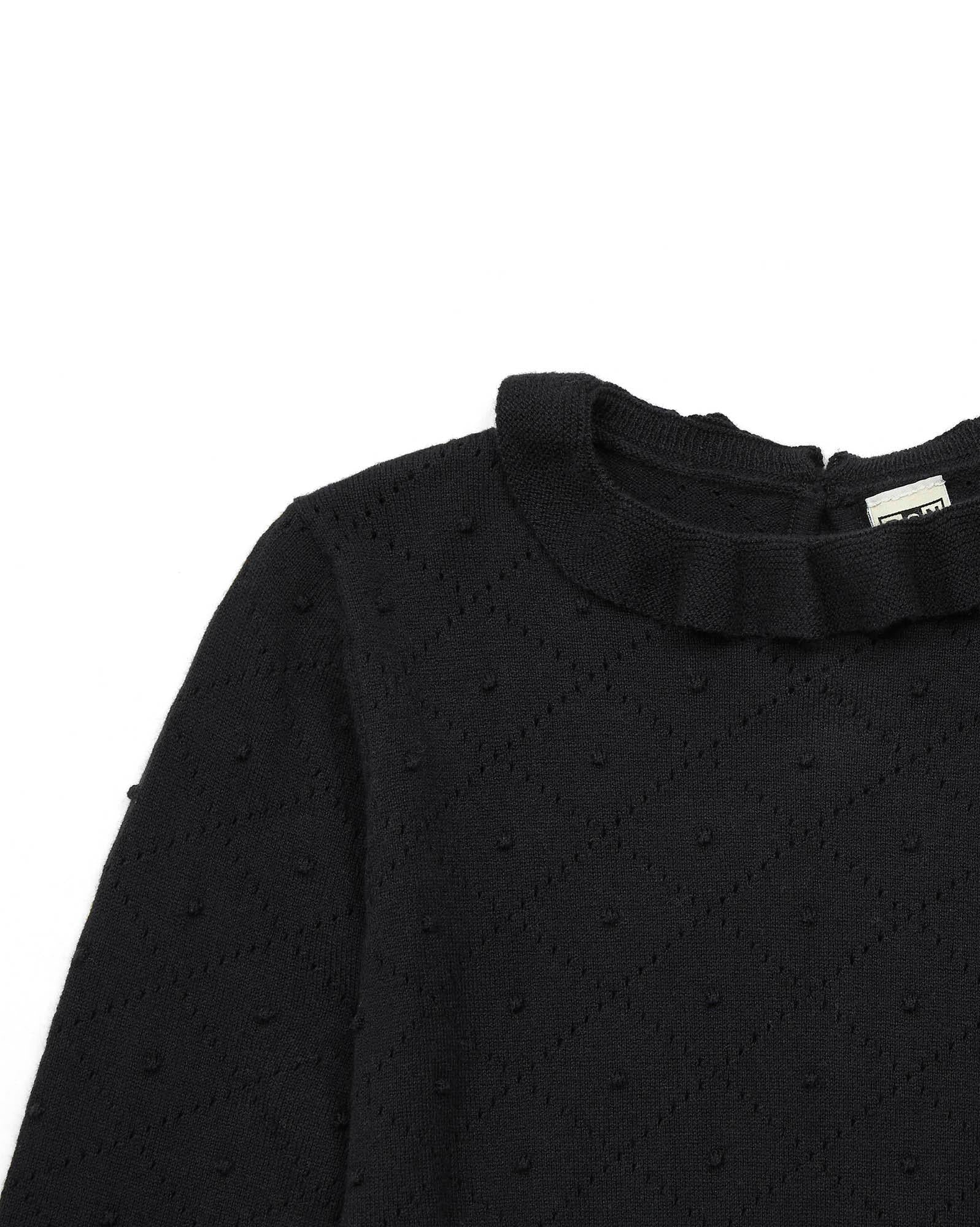 Pull Froufrou noir en tricot ajouré