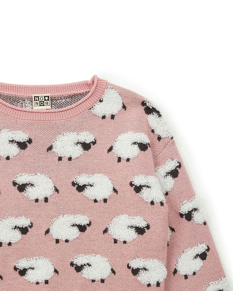 Sweater - Pink in jacquard knitting - Image principale