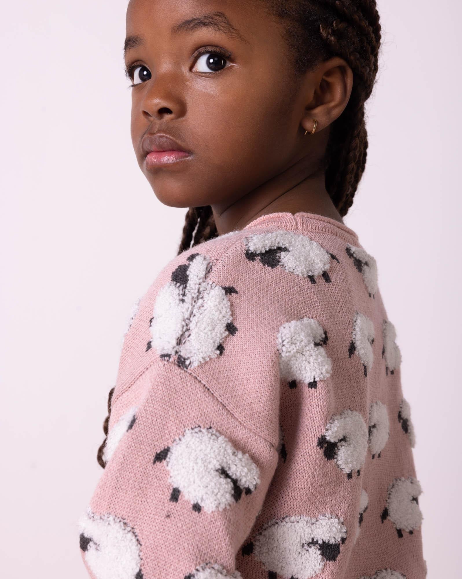 Pull rose en tricot jacquard