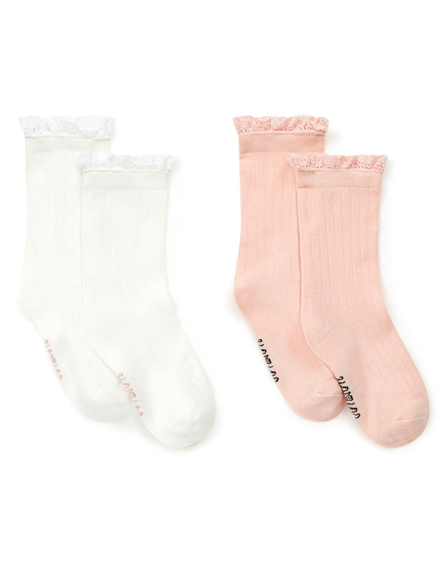 Chaussette - dent courte rose en maille - Image principale
