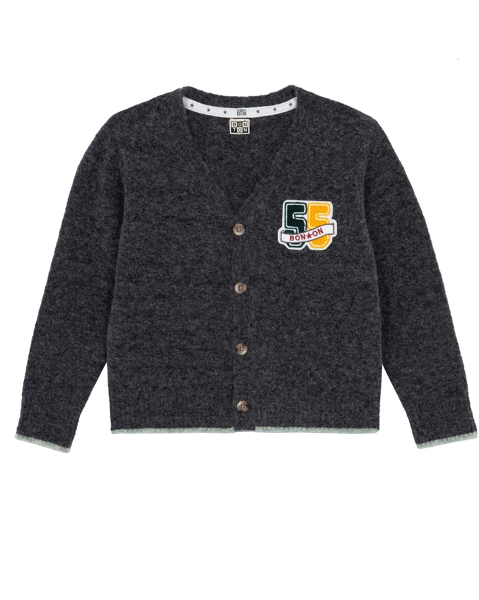 Cardigan gris à manches longues en maille