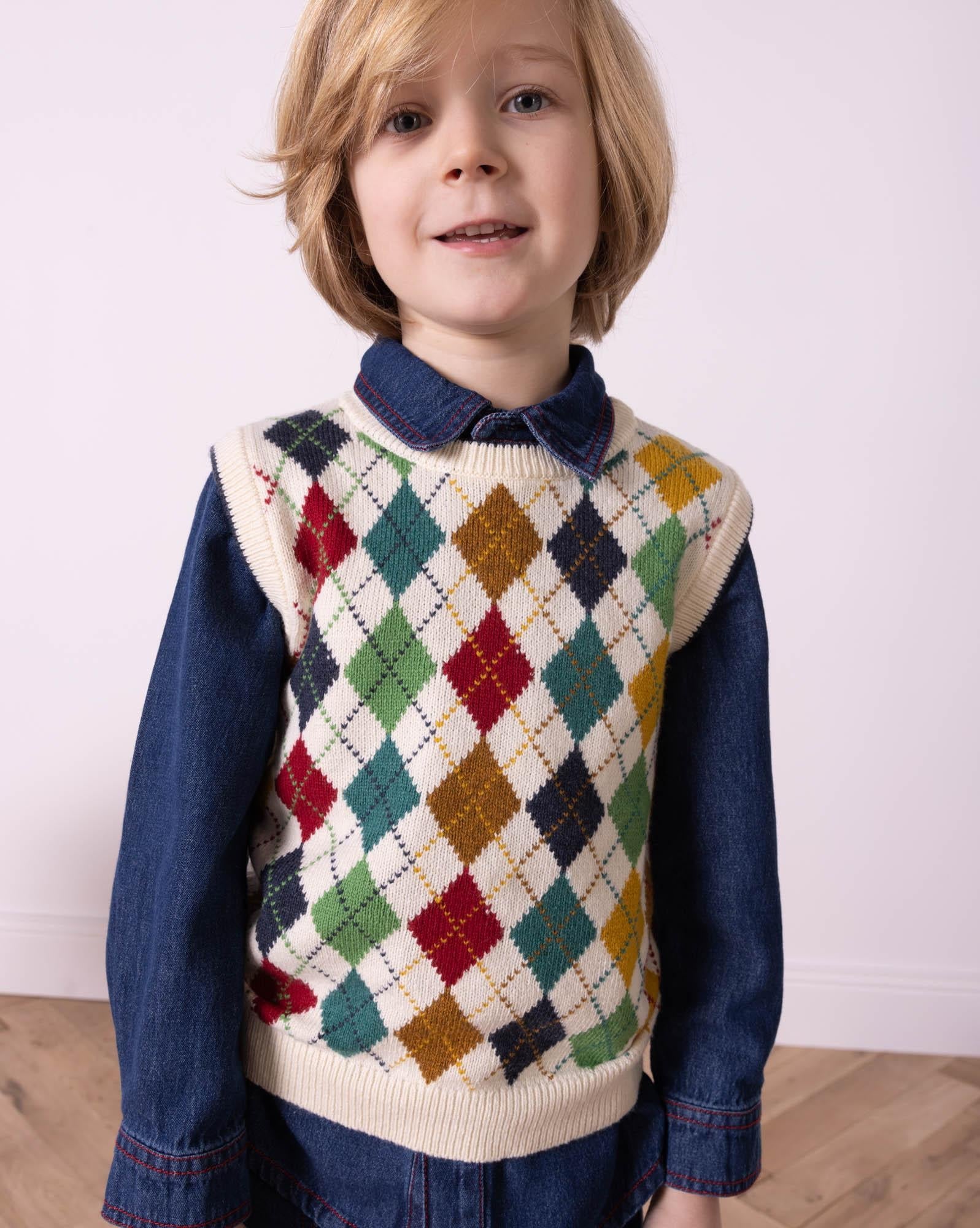 Cardigan Scotty beige sans manches en maille