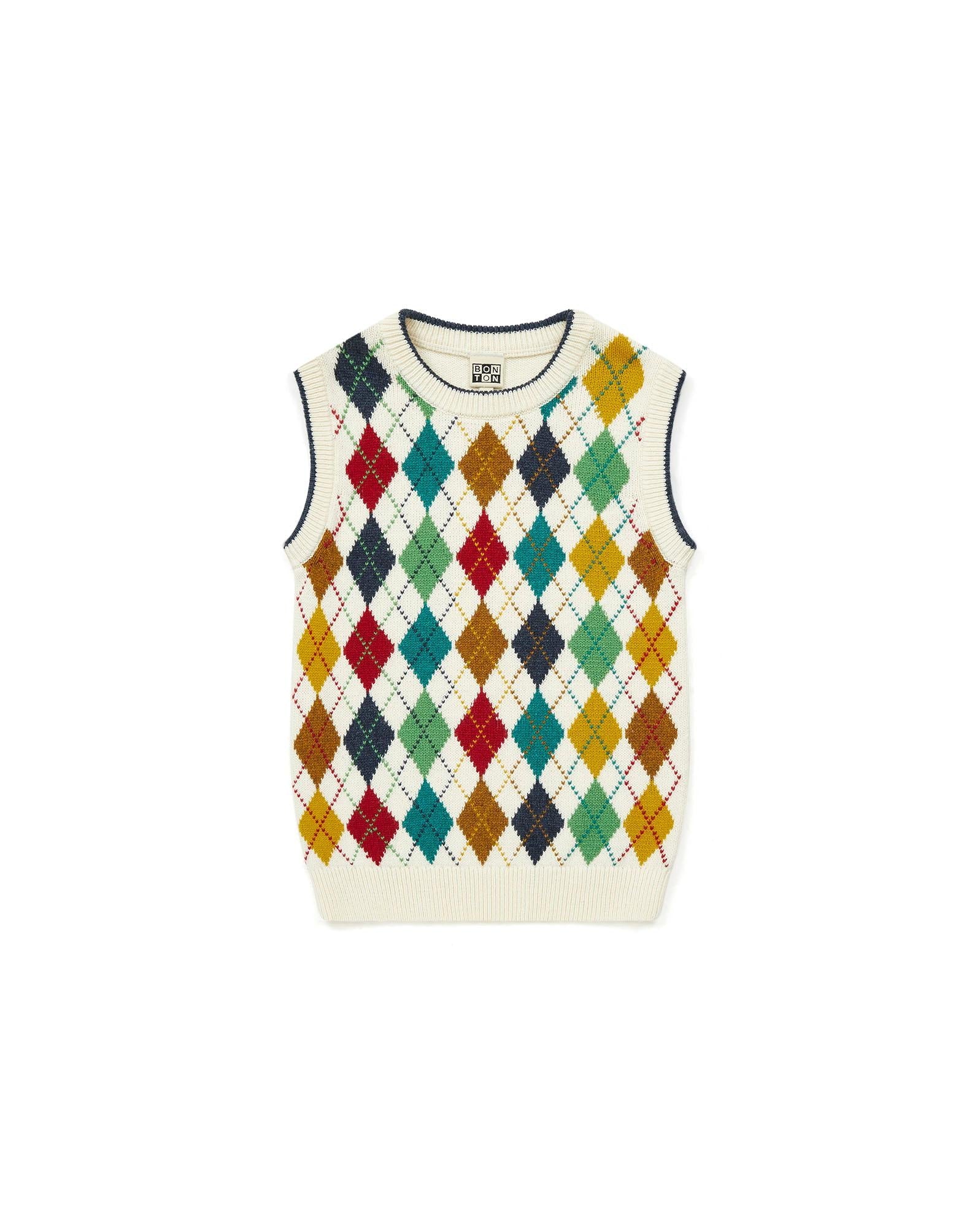 Cardigan Scotty beige sans manches en maille