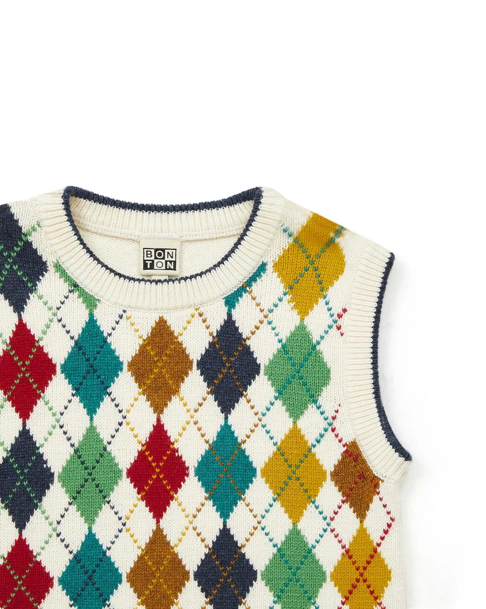 Cardigan Scotty beige sans manches en maille