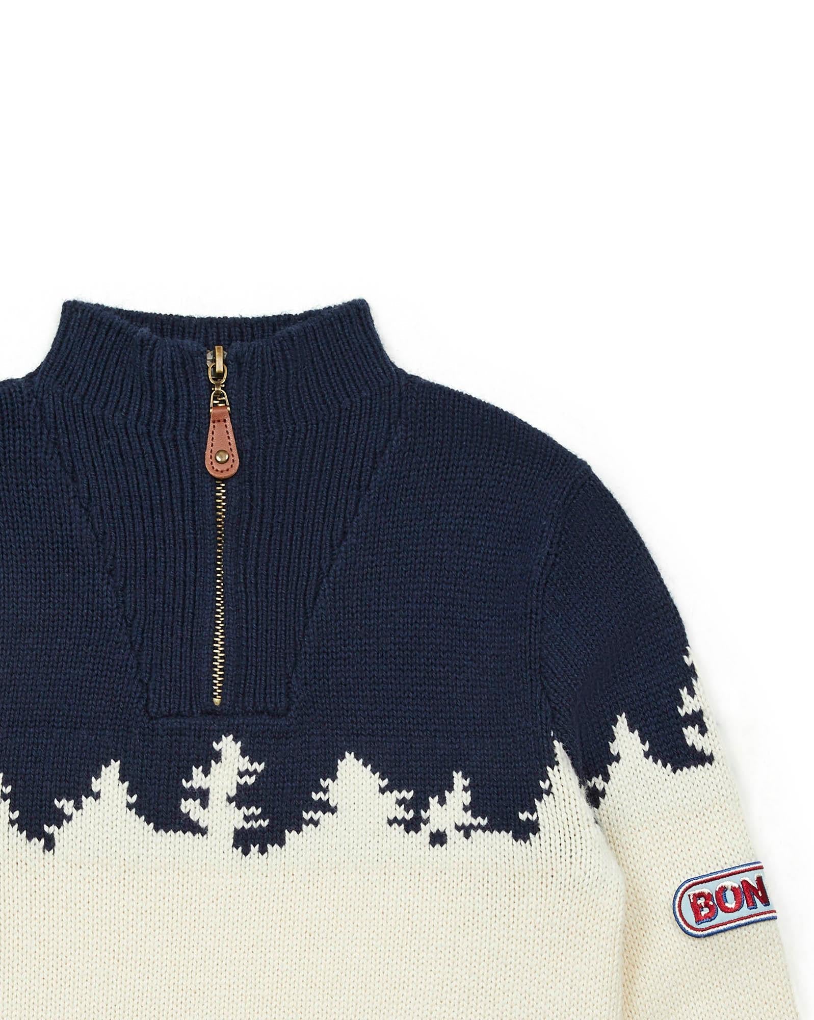 Pull Sapin beige en tricot jacquard