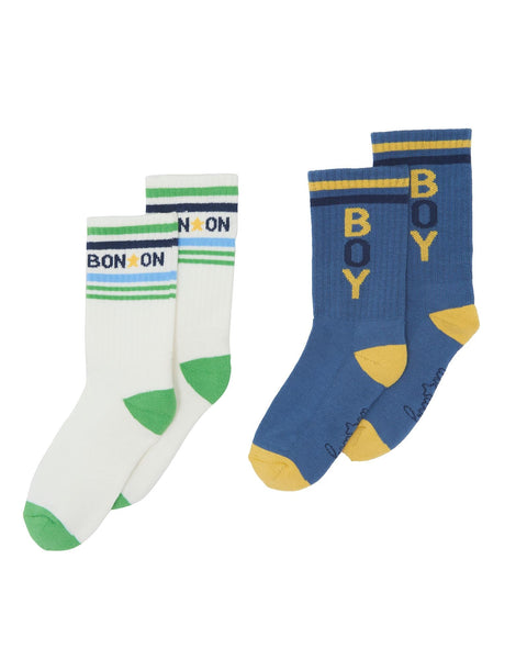 Chaussette - badboy duo bleu maille jacquard - Image principale