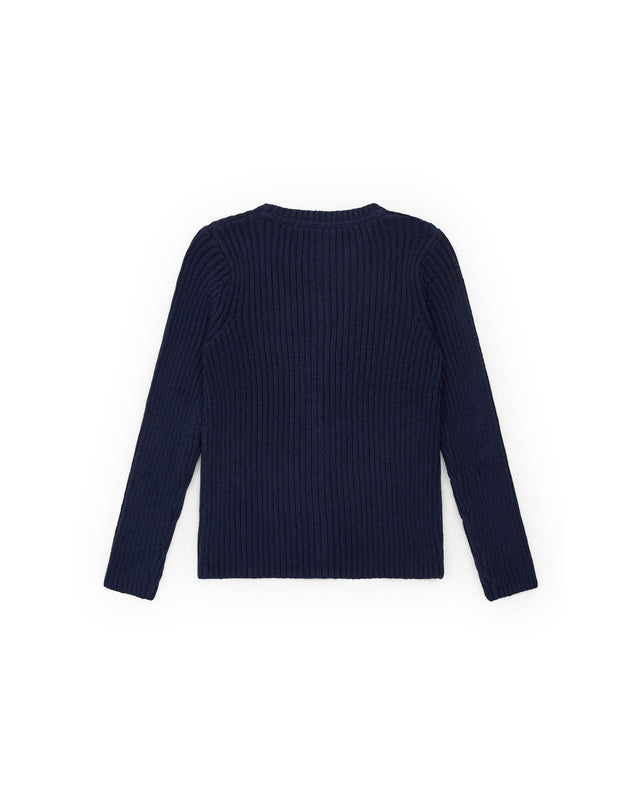 Cardigan - Mouton bleu en tricot côtes - Image alternative