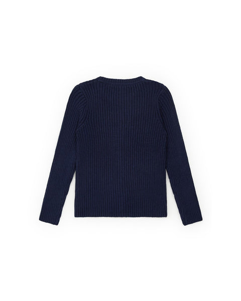 Cardigan - Sheep Blue in rib knitting - Image principale