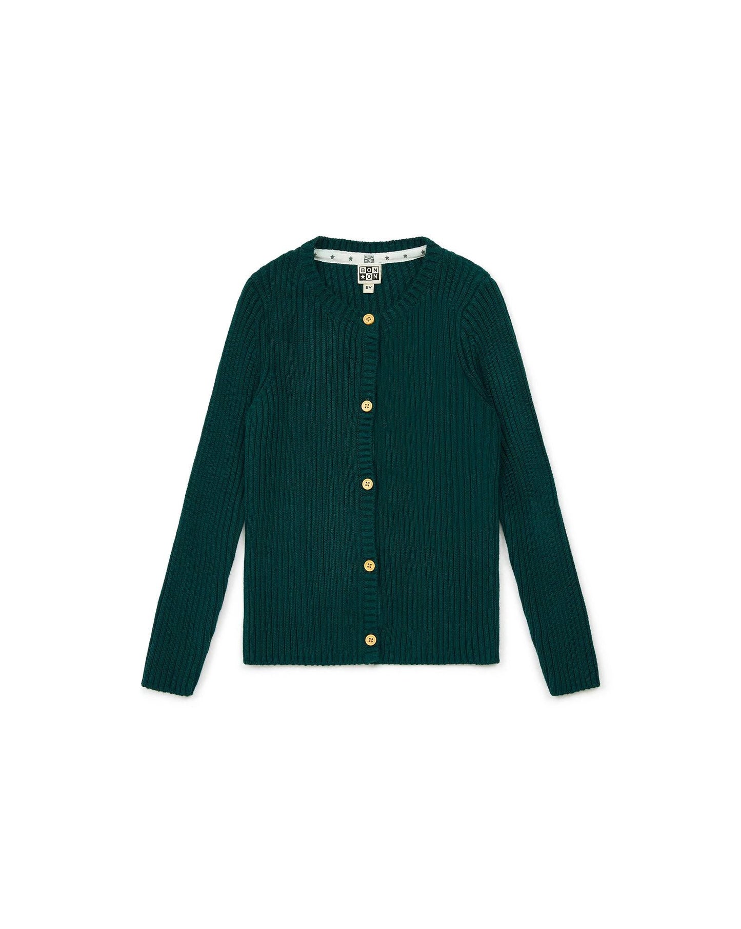Cardigan - Sheep Green in rib knitting