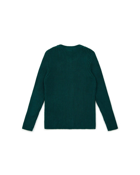 Cardigan - Sheep Green in rib knitting - Image principale