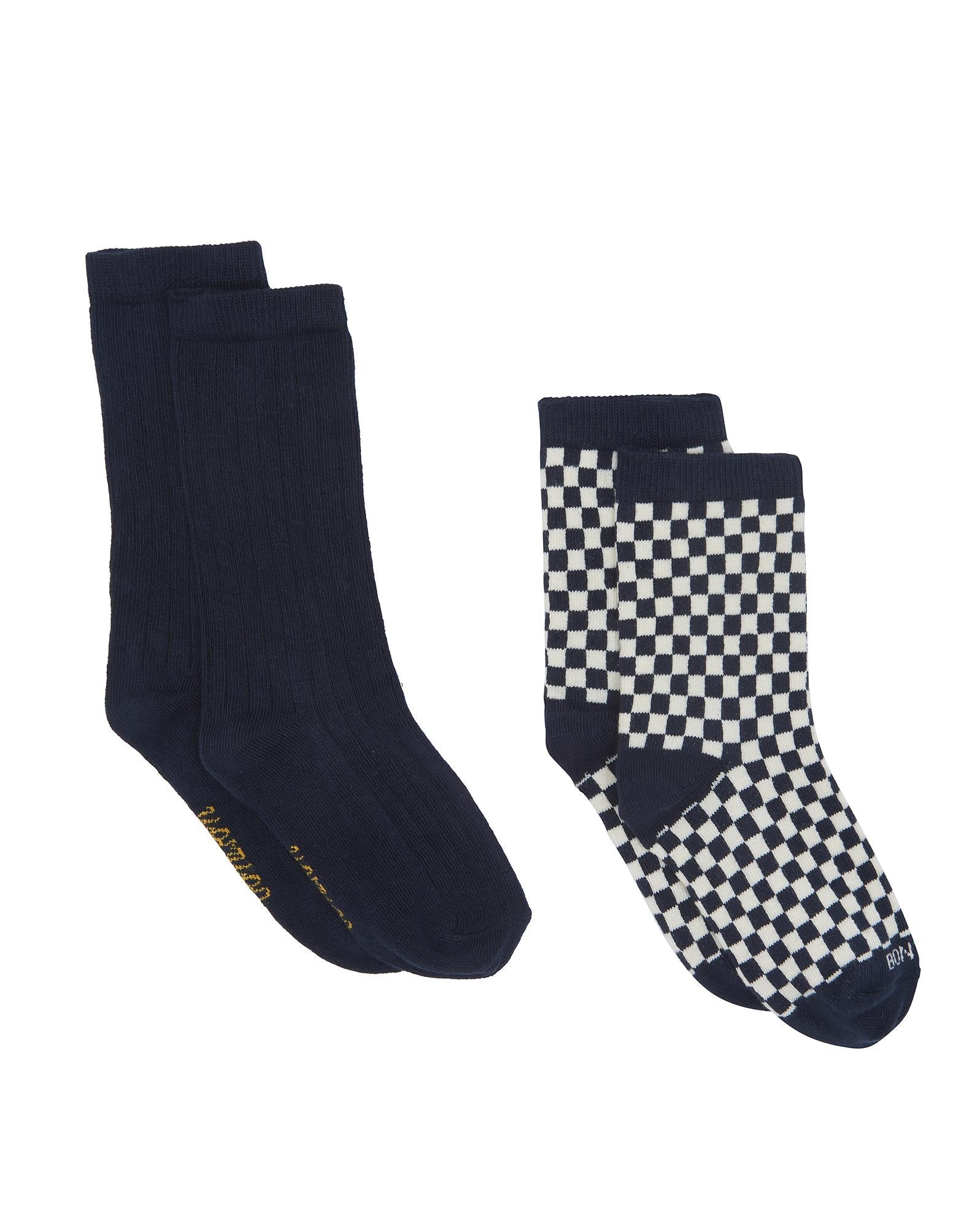 Chaussette duo bleu damier