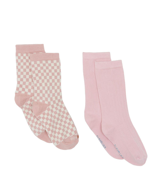 Chaussette duo rose damier