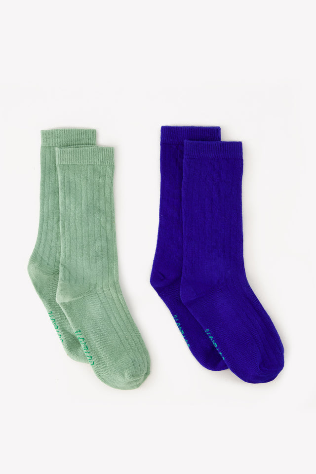 Lot 2 Chaussettes - Côtes vertes/bleues - Image principale