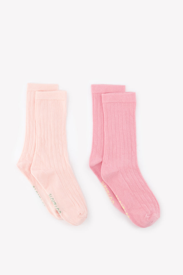 Lot 2 Socks - Pink ribs - Image principale