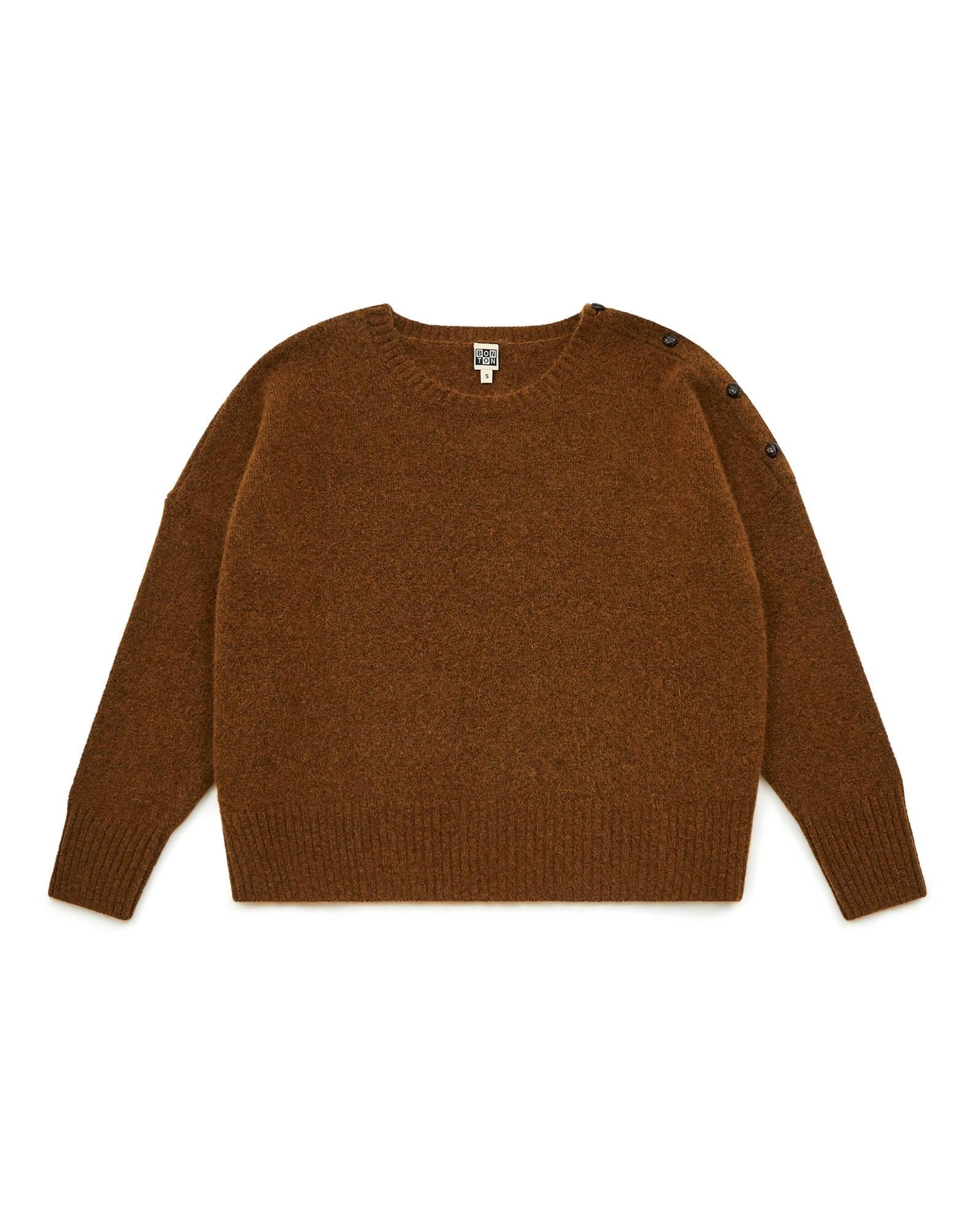 Pull Mathilde marron Femme en maille alpaga