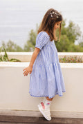 Dress - Georgette crushed cotton veil Blue